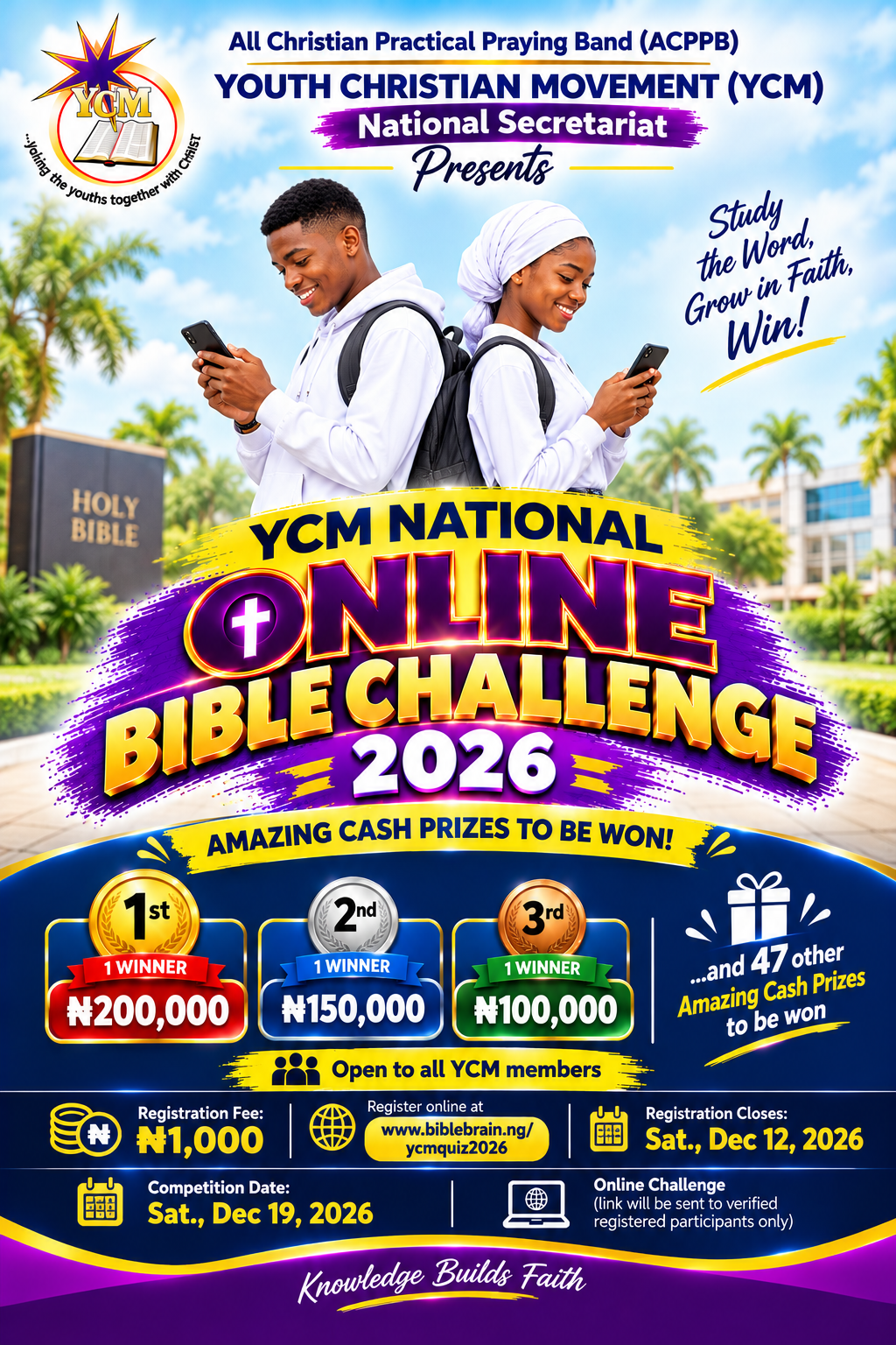 YCM National Online Bible Challenge 2026 flyer