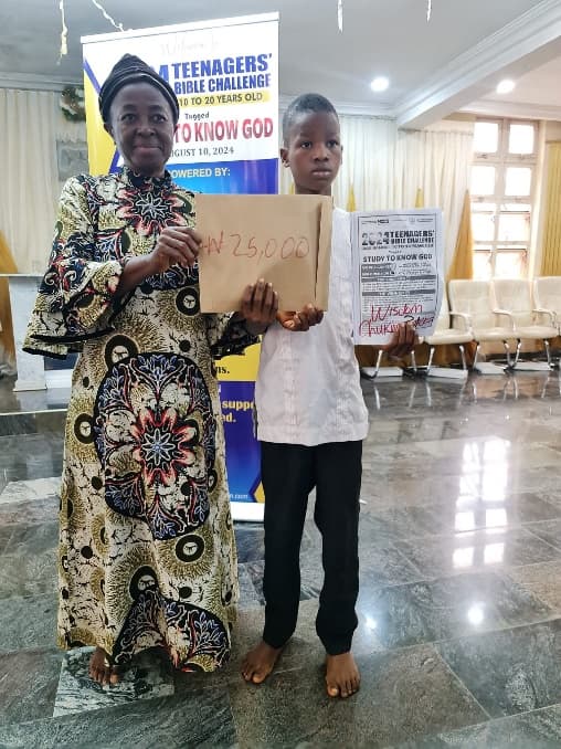 Bible Brain® winner receiving prize